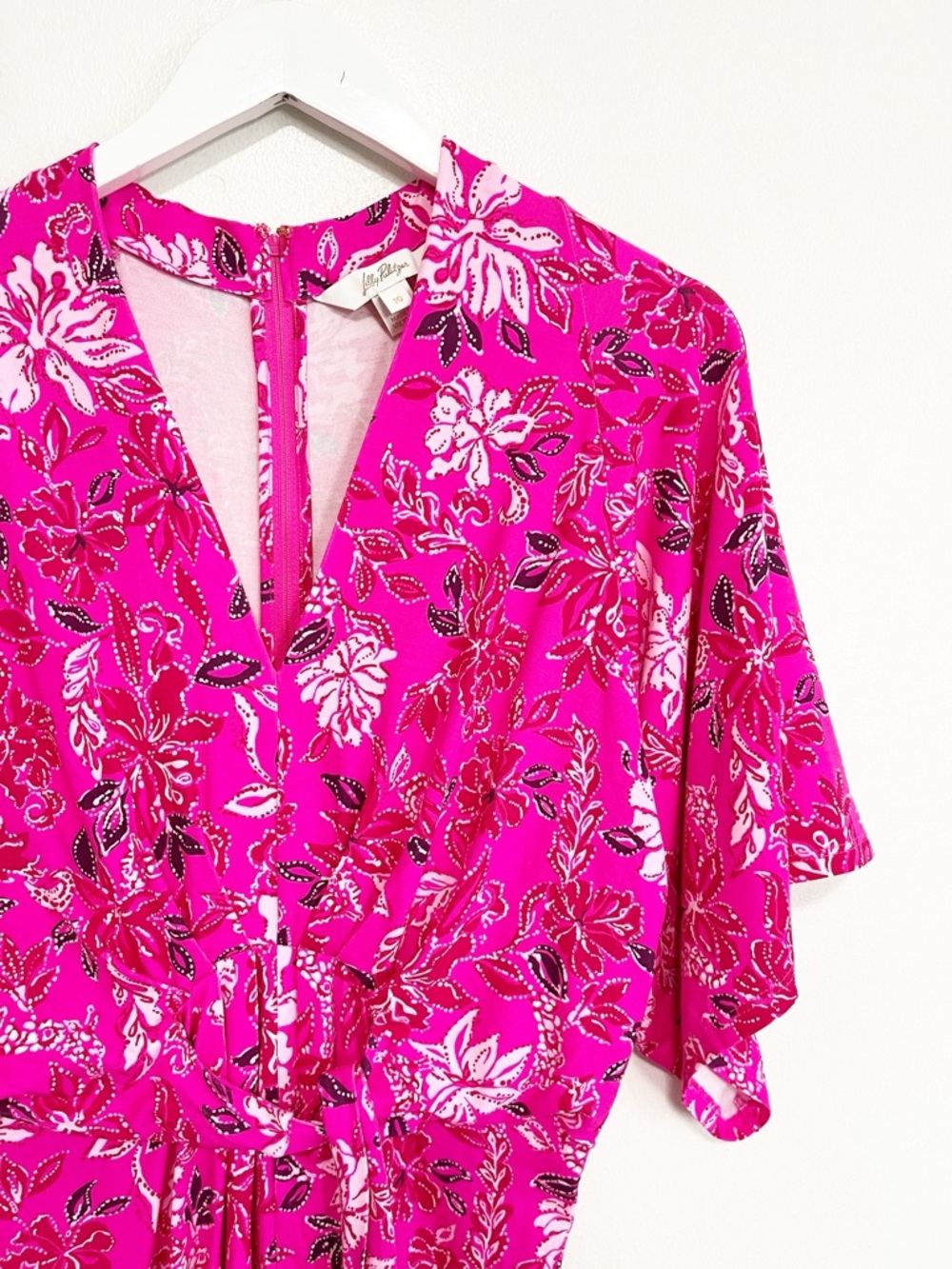 Lilly Pulitzer Wisteria Jersey Knit Kimono Sleeve Floral Dress Pink 10 - Picture 5 of 10